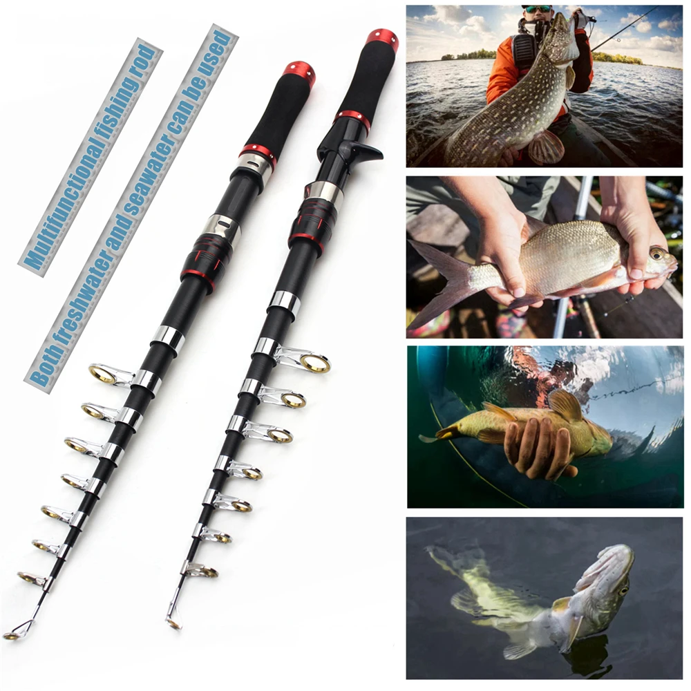 Portable Fishing Rod 1.8M 2.1M Max Pull 6KG Carbon Fiber Spinning Rod  Portable Telescopic Fishing Rod for Freshwater Saltwater - AliExpress