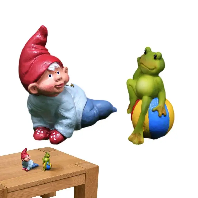 

Полимерная статуя Гном-лягушки, искусственная мини-статуя сада, гном-лягушка, статуя для кукольного домика, искусственное украшение для сада