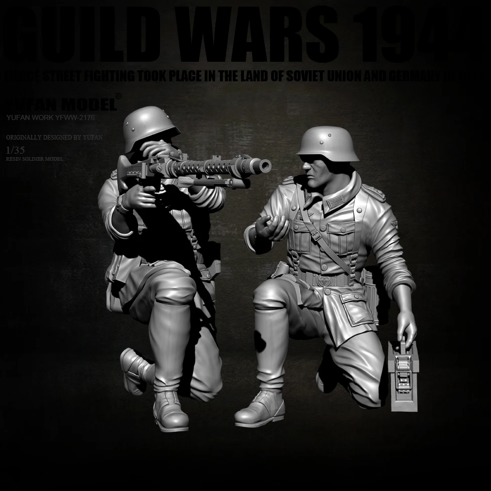 

YUFAN MODEL 1/35 Resin Soldier model kits figure colorless and self-assembled (2 Soldier) YFWW-2176