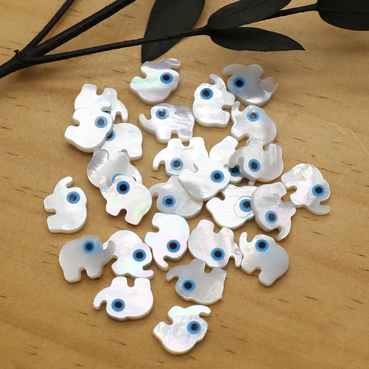 

2Pcs Elephant Shaped Natural Shell Blue Evil Eye Beads Handmade DIY Jewelry Making Necklace Bracelet Accessories