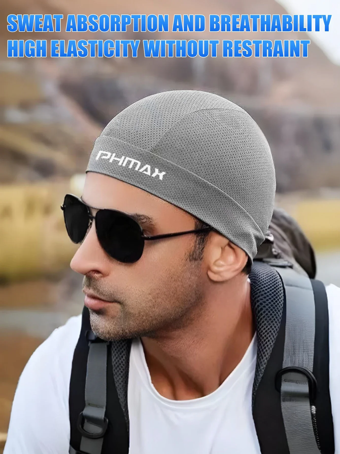 PHMAX Ice Silk Fahrradkappe Mesh Atmungsaktive Ice Cool Sportkappe Sonnenschutz Fahrradkappe Fahrradmaske Sport Stirnband – Detail 1