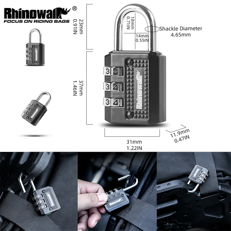 Rhinowalk TSA 3 Digit Combination Lock Security Tool Lock Customs Password Lock Suitcase Coded Lock Padlock For Riding Bag