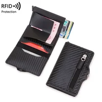 Carbon Fiber Rfid Blocking Protection Men Id Credit Card Holder Wallet PULeather Metal Business Bank CreditCard Cardholder Case 1