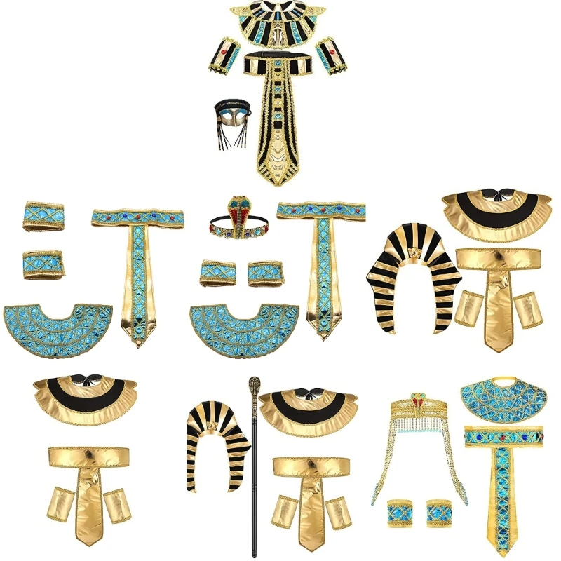 Egyptian Pharaoh Headpiece Egyptian Costume Accessories Set for Halloween Party