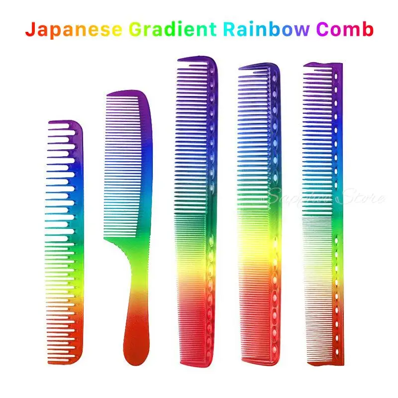 Japanese Anti-Static Rainbow Colorful Hair Comb Double Head Entangled Comb Hair Styling Tool Salon Barber Hairdressing Comb japanese truck 4hk1 engine cylinder head