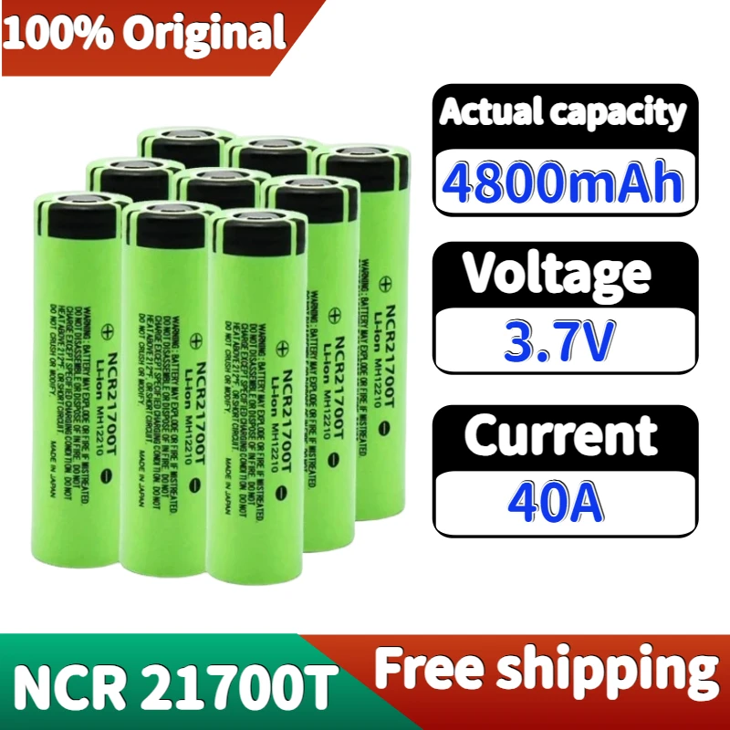 

100% /Original 21700 NCR21700T Lithium Rechargeable Battery 4800mAh 3.7 V 40A High-discharge Battery High-drain Li-ion Battery