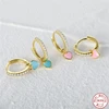 LENNIK 925 Sterling Silver Pendientes Ear Buckle Colorful Lover Heart Enamel Hoop Earring For Women Fashion Jewel Birthday Gifts 3