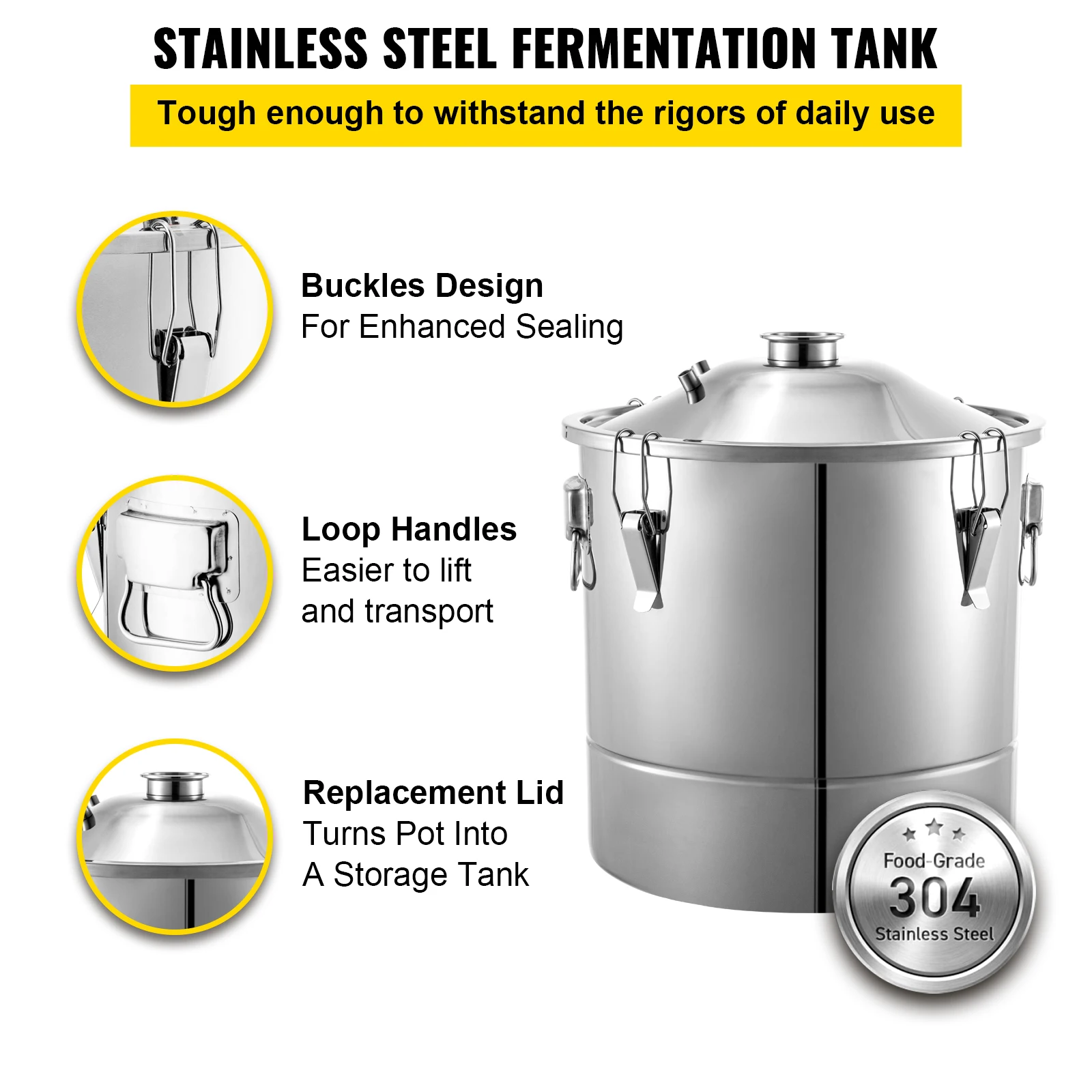 VEVOR 50L Water Alcohol Distiller 304 Stainless Steel Alcohol Still Wine Making Boiler Home Kit w/Thermometer for Whiskey Brandy 3
