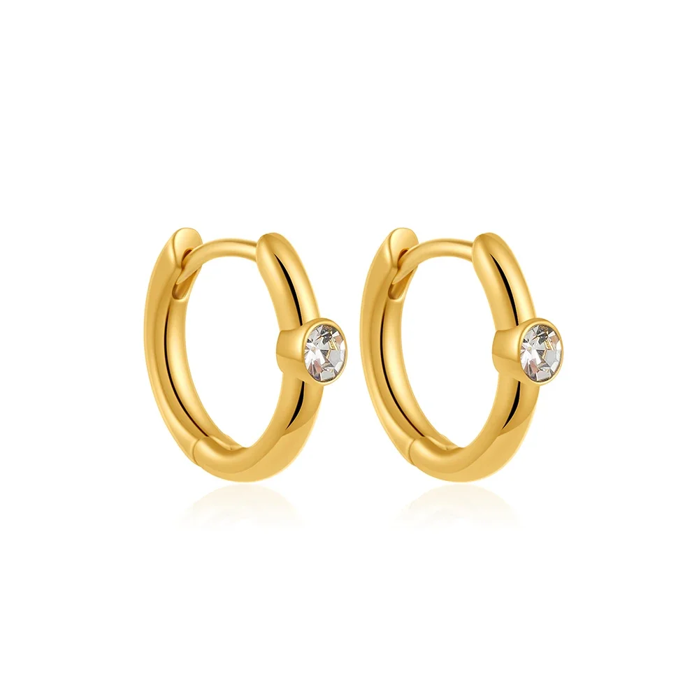 3pair/set Minimalist C-shape Earclips Shining CZ Zircon Small Circle Round Hoop Earrings for Women Girls Stainless Steel Jewelry