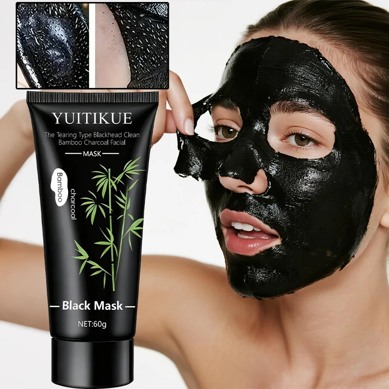 Peel-off blackhead cleansing bamboo charcoal mask, deeply cleanses, purifies, refines pores, suitable for both men and women