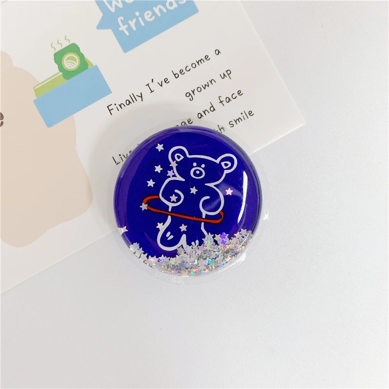 Adorable Quicksand Liquid Milk Tea Phone Holder with Puppy Poppings Design