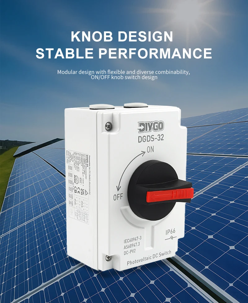 DIY GO PV DC Solar Isolator Trennschalter DC 1200 V 32 A DIY Offene Lochverkabelung 1 oder 2 Saiten IP66 Wasserdichter Außenschalter – Detail 3