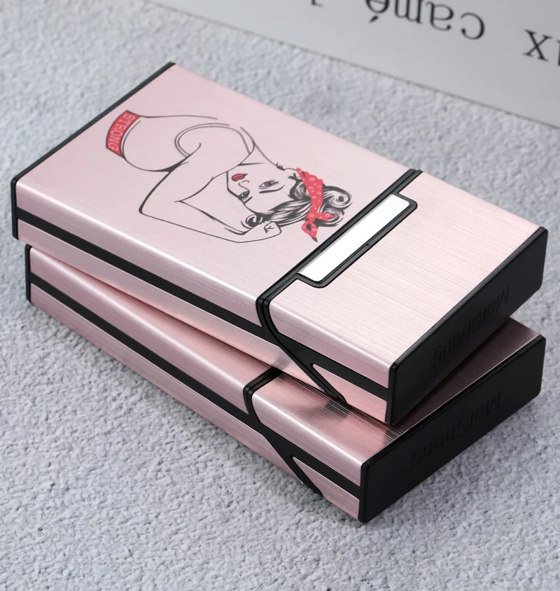 20 Sticks 100mm Roségold Aluminium legierung Frauen Zigaretten schachtel benutzer definierte Foto Logo schlanke Zigaretten etui Geschenk sexy Anime Animation – Detail 7