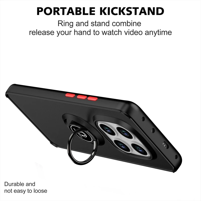 Armor Matte Case with Car Magnetic Ring Holder - Durable Protective Cover