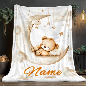 Personalized Bear Moon Blanket 2