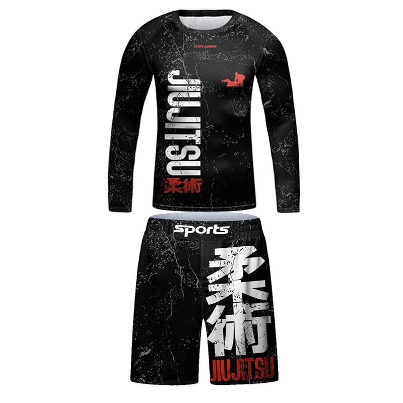 Sports Apparel Kid Jiu jitsu MMA Rashguard T-shirt+Pant+Shorts 3D Bjj Gi Kickboxing Jerseys Tight Boys Children Muay Thai Boxing Sportswear