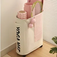 Large Capacity Fabric Wheeled Yoga Mat Storage Basket Multifunctional Curved Edge Folding Gym Sports Equipment Sorting Basket 1