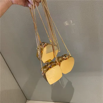 여성용 미니 메탈 체인 크로스바디 백, 이브닝 파티 디자이너 쉘, 고품질 숄더백, 럭셔리 지갑, 2022