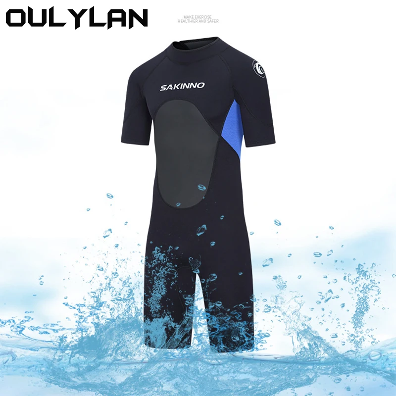 Oulylan3MMNeopreneWetsuitMenShortSleeveFrontZipScubaBathing
