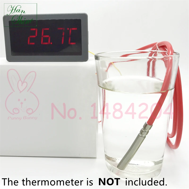 DS18B20 Waterproof Digital Temperature sensor 6mm * 50mm Stainless Steel Probe 18b20 1m 2m 3m 5m Silicone Cable