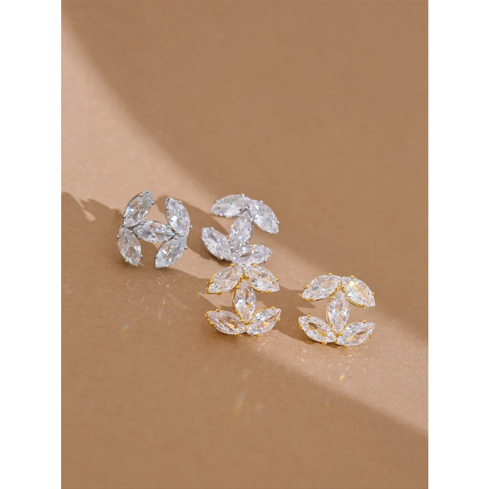 Mchic Wholesale Cubic Zirconia Chic Shiny Fashion Flower Stud Earrings for Women Allergy Prevention Exqusite Jewelry 4