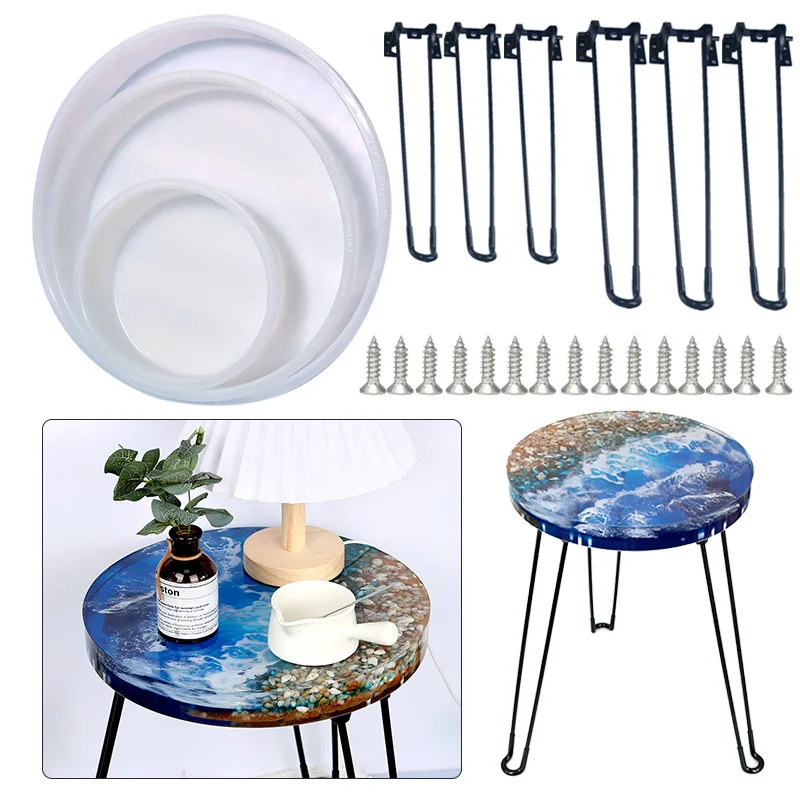 

Large Round Tray UV Resin Mold Crystal Desk Silicone Mold DIY River Table Mold Fruit Disc Tea Plate Coaster Making Mold Tools