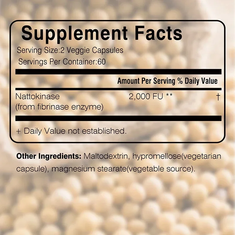 Nattokinase Supplement Supports Heart Health & Circulatory & Normal Blood Flow Non-GMO Gluten Free