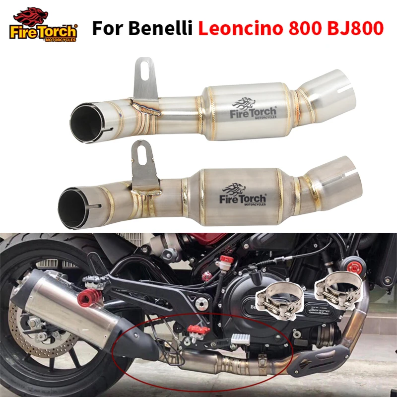 Slip On For Benelli Leoncino 800 BJ 800 Motorcycle Exhaust Connection Escape Moto System Mid Link Pipe Connect Original Muffler