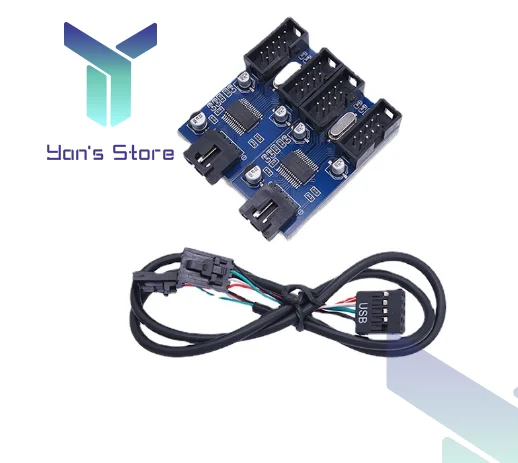 

1PC USB 9pin Expansion Multiplier Female 1 To 4 Ports Extension Cable Adapter Circuit Board 2.0 PCB Hub For Desktop Motherboard