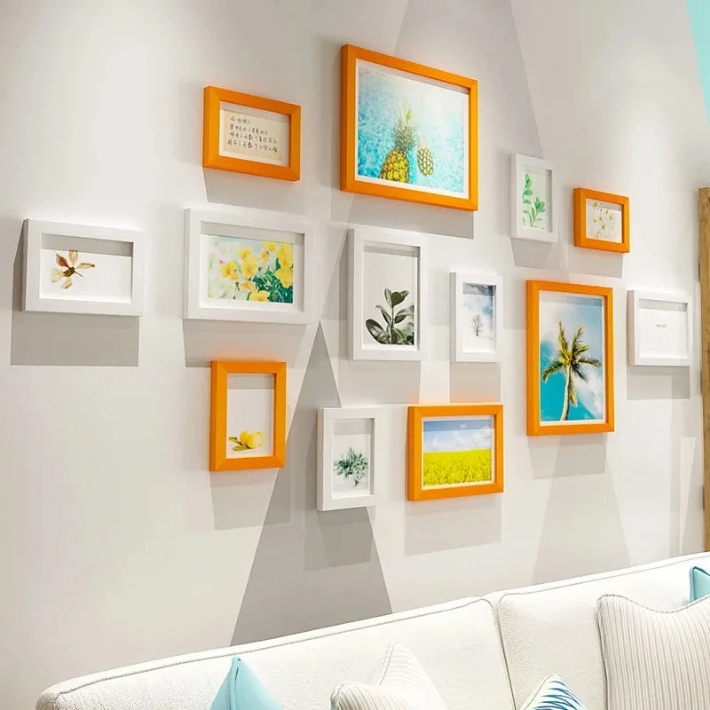 

Modern Style Photo Frame Combination Solid Color Wall Hanging Living Room Background Wall Decoration Picture Frame 13 Pieces