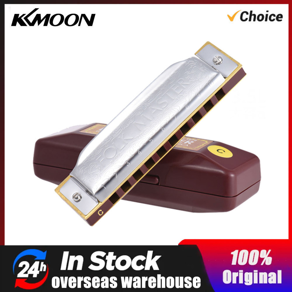 SUZUKI Folkmaster Blues Harmonica Standard Key of C A B E F G Key 10-Hole 20 Tones Diatonic Blues Gaita Harmonica for Beginner