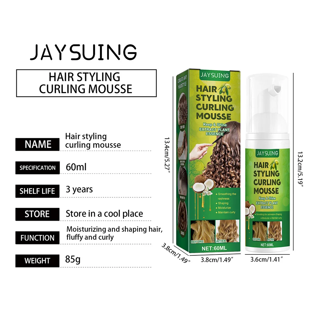 60ml Hair Sculpting Mousse Professional Curly Hair Styling Cream Natural Fluffy Moisturizing Women Haircare Products curly hair mousse
