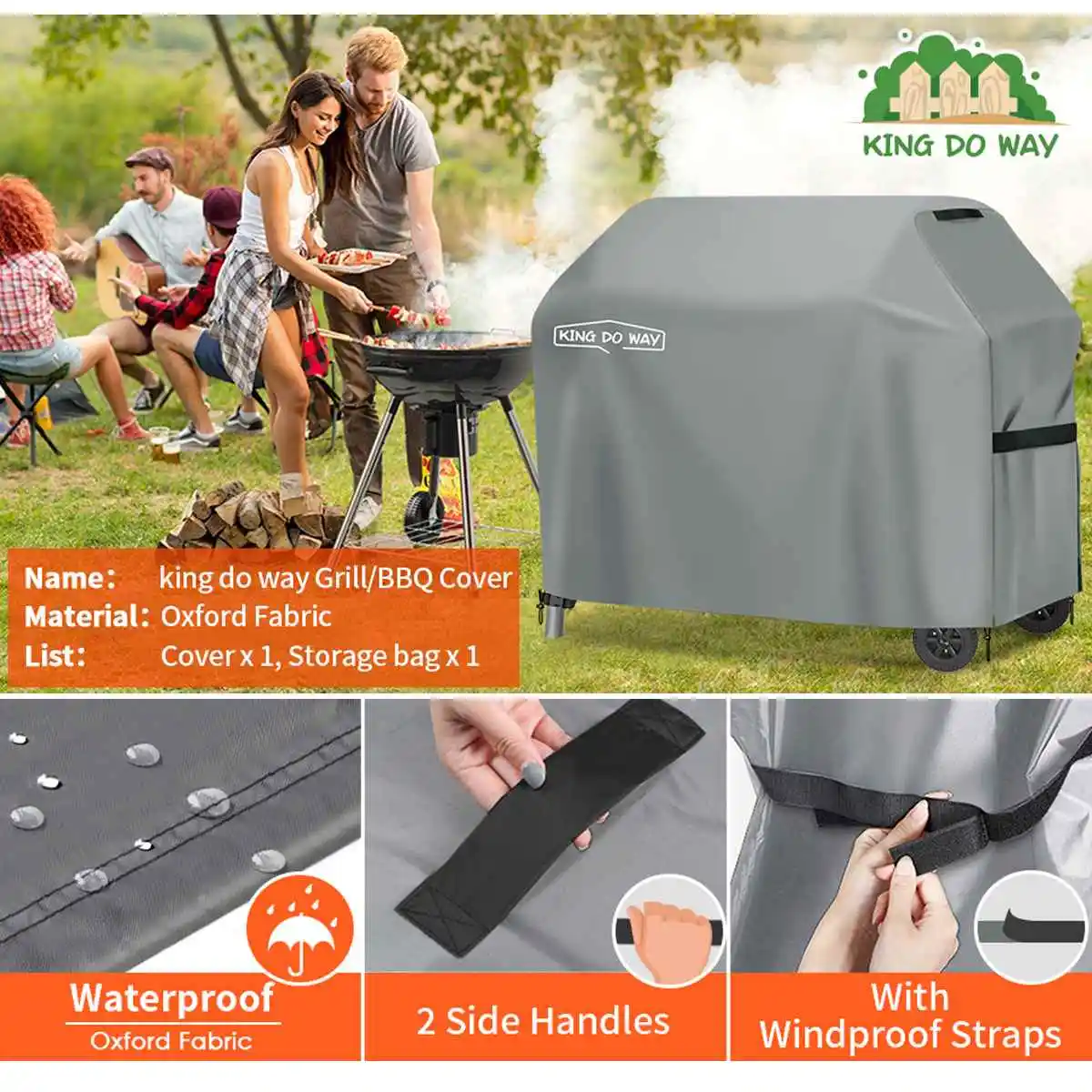 Waterproof BBQ Cover Anti-Dust Storage Outdoor Heavy Duty Charbroil Grill Cover Rain UV Protective Barbecue
