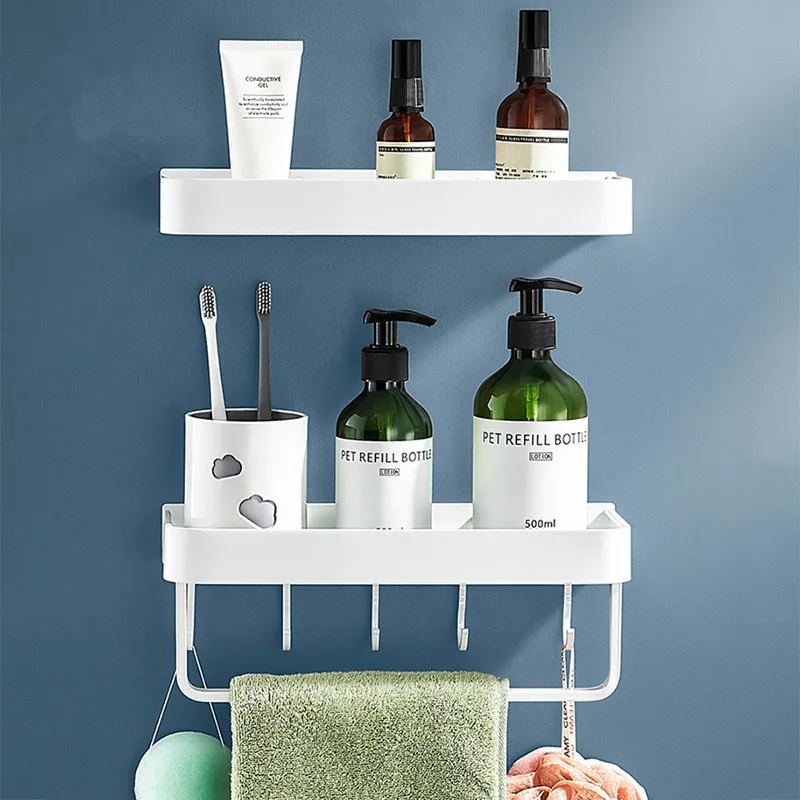 Bathroom Shelf Bath Shower Shelf Aluminum White Bathroom Shampoo Holder Corner shelf Wall Mounted Kitchen Storage holder