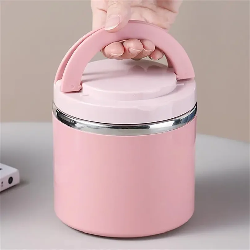 수프 보온병 음식 용기 보온 도시락 냉온 음식 보관용 도시락 스테인리스 스틸 도시락 손잡이付き