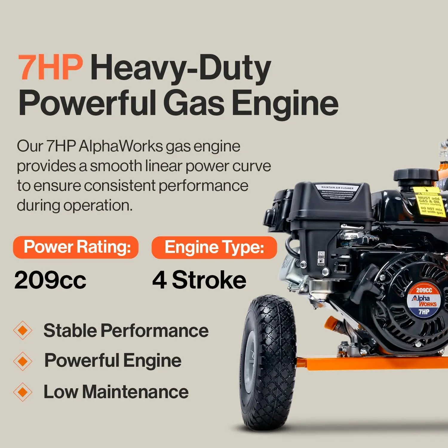 Log splitter Portable 20 Ton Rapid auto return ram system Bucher gear pump 7HP engine Horizontal full beam steel wedge