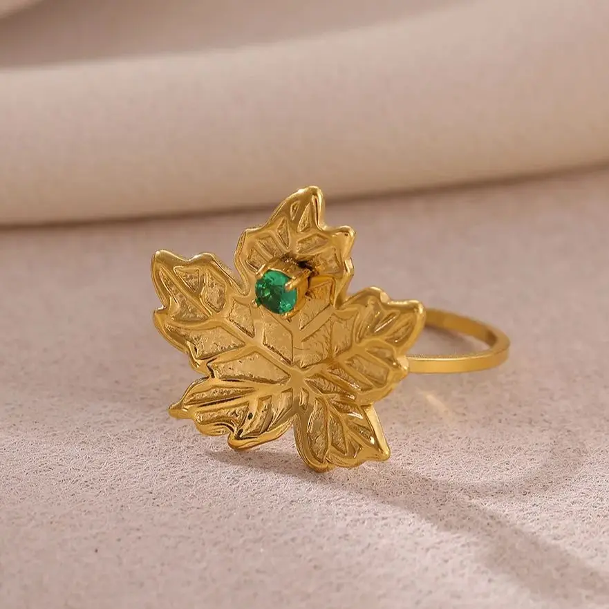 Zircon Maple Fashion Stainless Steel
