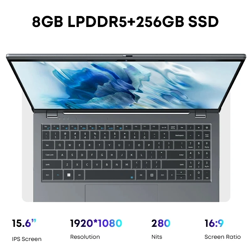 CHUWI GemiBook Plus Laptop 15.6" Intel N100 Graphics for 12th Gen 1920*1080P 8GB/16GB RAM 256GB/512GB SSD Windows 11 Laptops 2