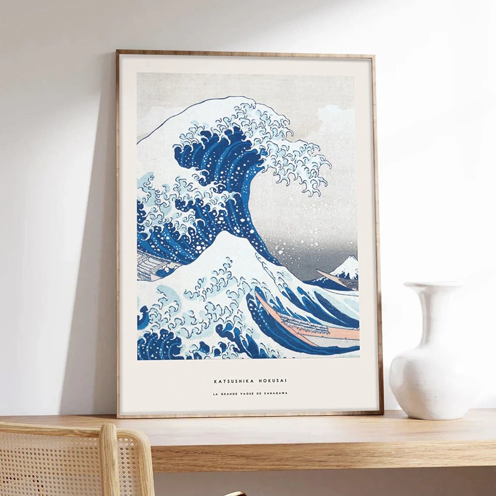 Hokusai The Great Wave Poster Katsushika Hokusai Exhibition Canvas Painting Print Picture Vintage Wall Bedroom Home Decoration