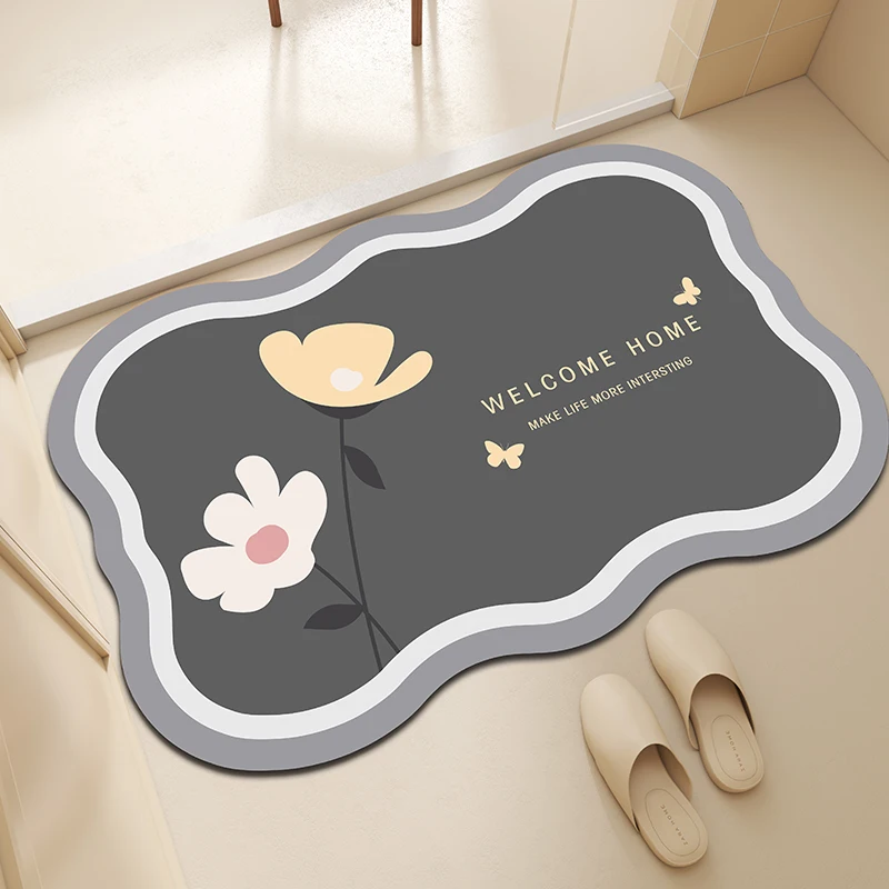 

Non-slip Absorbent Floor Mats, Cartoon Flowers Bath Carpet, Quick-dry Toilet, Soft Diatom Mud Mat, Cute Flower