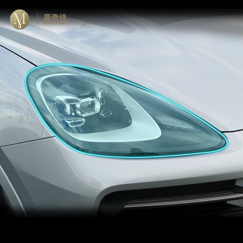 

For Porsche Cayenne 2019-2023 Car Exterior PPF protective film Headlamp scratch protection TPU transparent film Smoked black