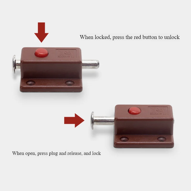 10 Pack Window Cabinet Push Button Spring Load Automatic Security Door Bolt Latches Sliding Locks Furniture Hardware Accessories