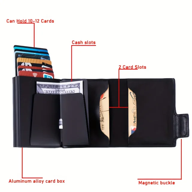2025 New Large Capacity Double Layer ID Credit Card Holder Anti Rfid Blocking Protected Magic Wallet for Men Cardholder Case 2