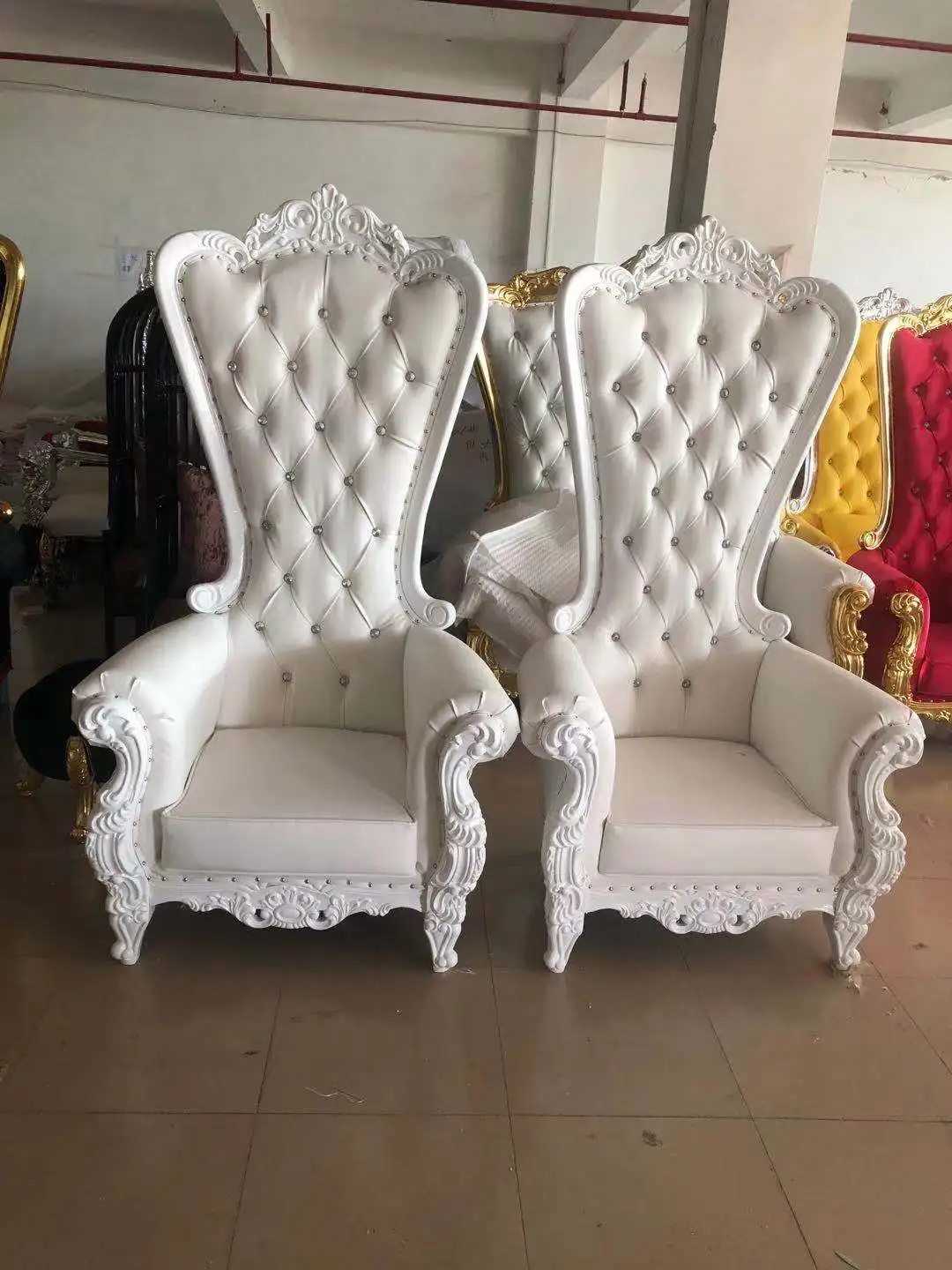 Events furniture rental Cheap antique King and Queen party High Back Royal  Luxury Wedding Throne Chair for groom and bride