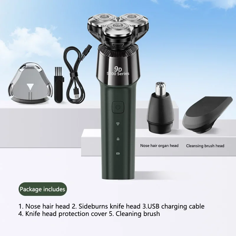 XMSJ 디지털 디스플레이 전기 면도기 4-in1 전신 세척 가능 2단 조절 가능 남성용 멀티 기능 플로팅 헤드 면도기