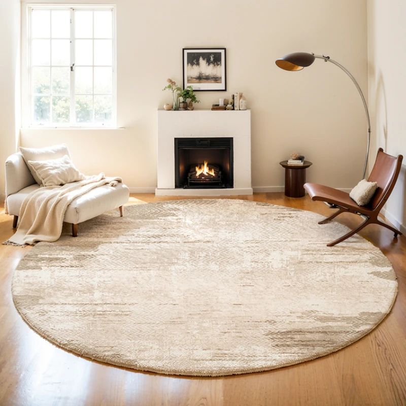 Wabi Sabi Style Living Room Decoration Round Carpet French Rugs for Bedroom Fluffy Soft Washable Plush Rug Home Non-slip Mat