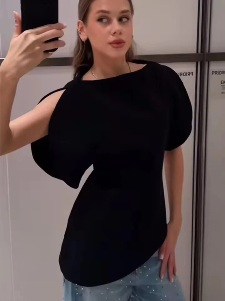 Chic Casual Short Puff Sleeve T-Shirts Women O Neck Short Sleeve Streetwear Tops Fashion 2026 Spring Elegant Tops