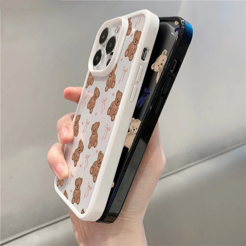 Charming Teddy Bear Bowknot Phone Case - Adorable Design with Enhanced Protection