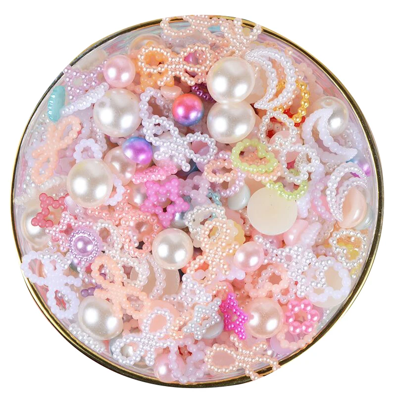 

50g Mix Emulation Pearl Resin Accessories DIY Clothing Intersperse Ornament Craft Supplies Phone Shell Patch Hair Decor Material