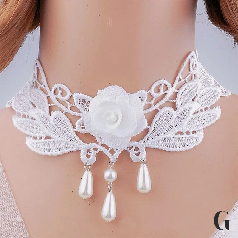 Collana di pizzo nero vtoriano gotico donna ragazza Boho